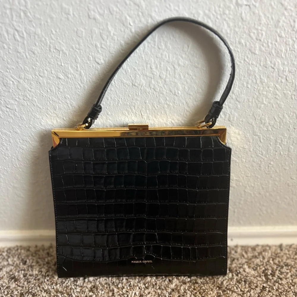 Mansur Gavriel Elegant Bag Croc Black NWOT - Picture 3 of 6